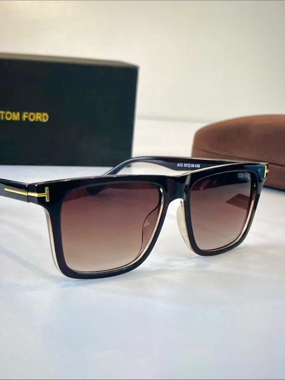 Tom Ford Black Frame Sunglasses with Brown Gradient Lenses